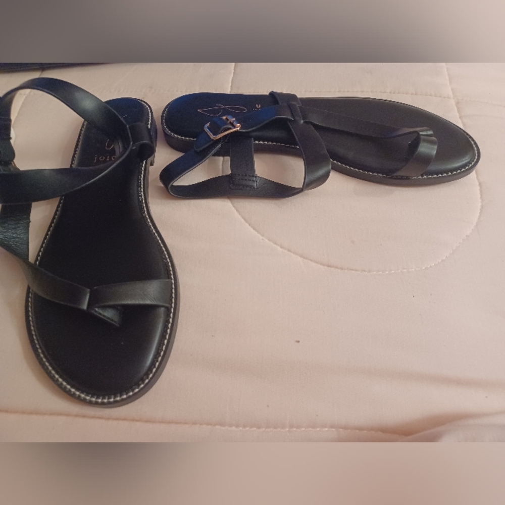 Joie 10 Black Strappy Sandals Flats Shoes